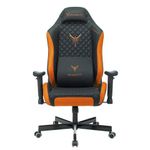 Кресло компьютерное Knight EXPLORE, 2 подушки, экокожа премиум, черное/оранжевое, 1628886