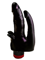 Черный двойной вибромассажер с лепестками (Цвет: черный)