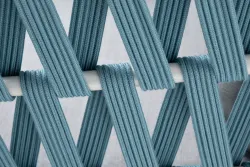 "Диего" кресло плетеное из роупа, каркас алюминий светло-серый (RAL7035) муар, роуп бирюзовый круглый, ткань светло-серая