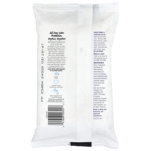 Summer's Eve, Ultimate Odor Protection™, очищающие салфетки со сбалансированным уровнем pH, легкая свежесть, 32 салфетки