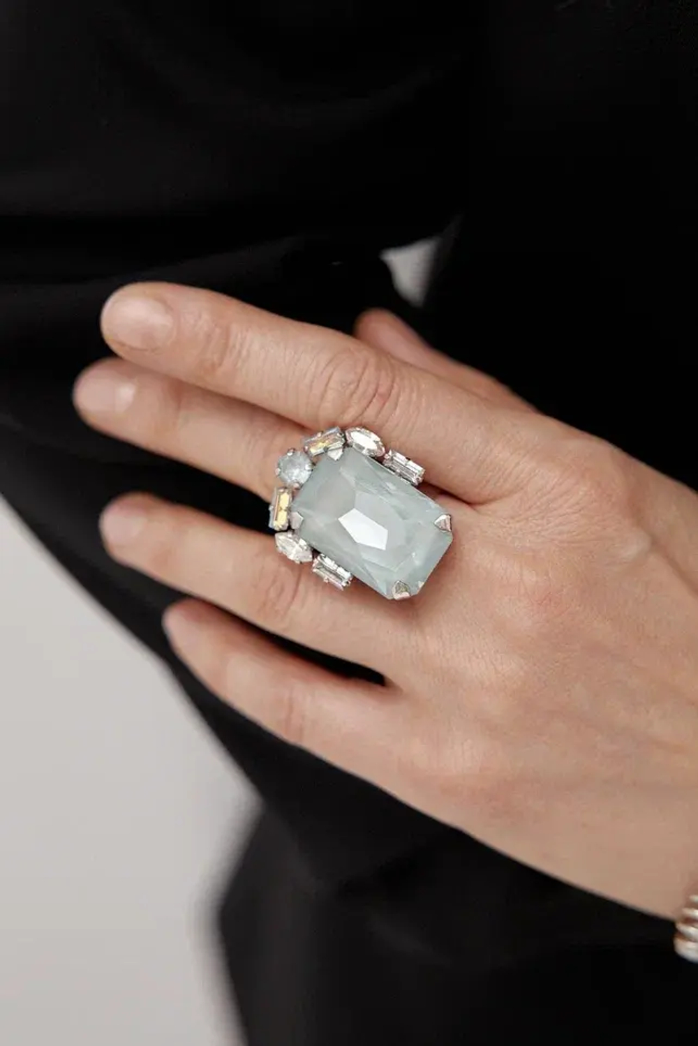 Кольцо Crezus, Tosca, разъемное, с кристаллами, CZ24-24E30 (аквамариновый)