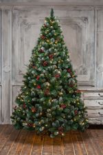 елка с встроенной гирляндой "Очарование" ягодами и шишками