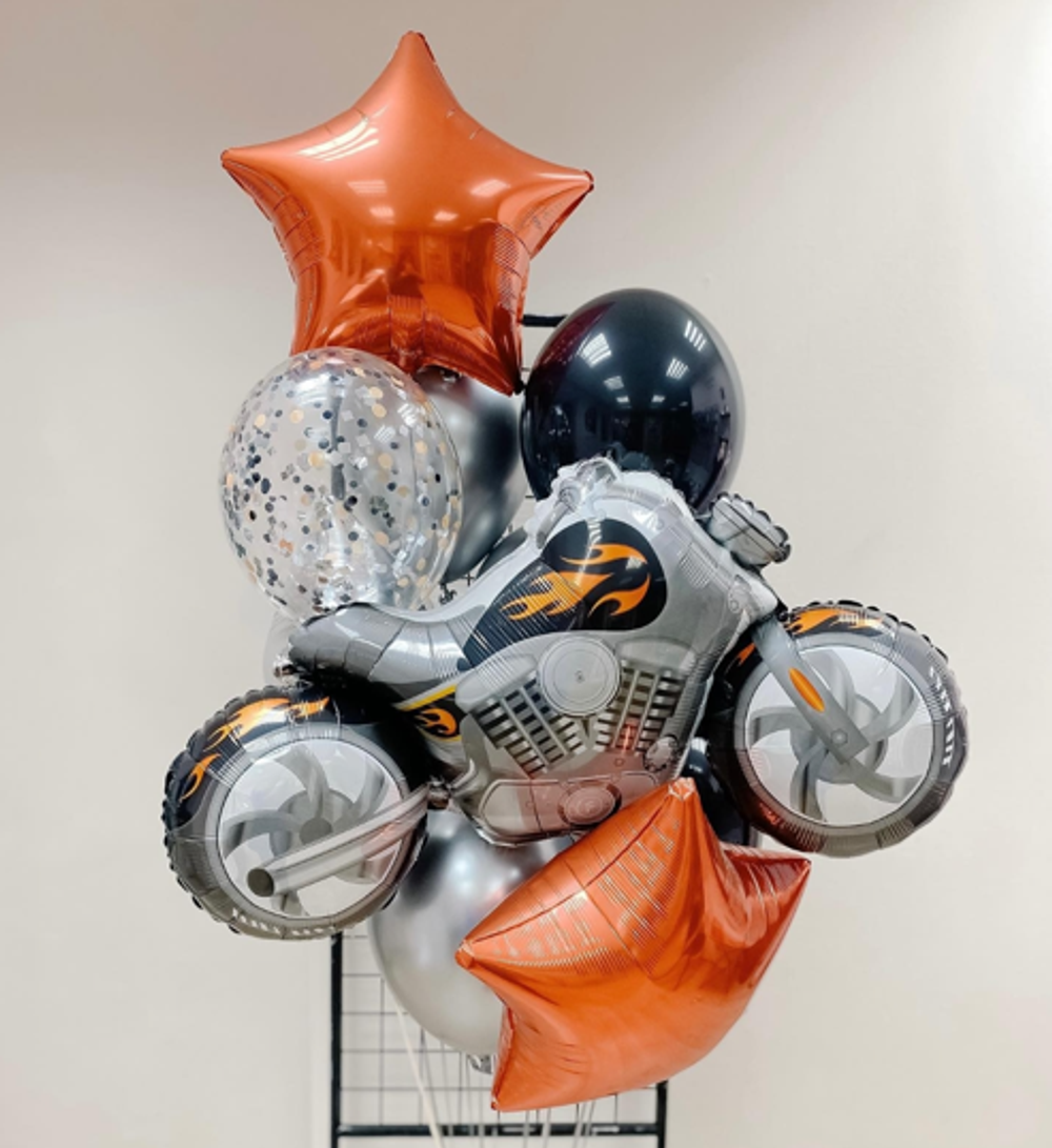 F Шар фигура Байк (черный) 45"/115 см (БГ-38)  Изображение4