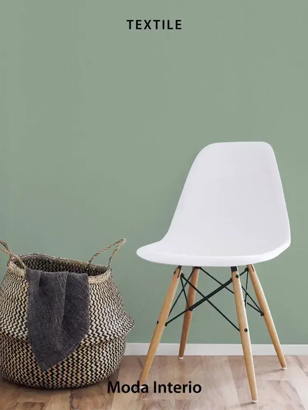 Обои флизелиновые 1.06, виниловые зеленые однотонные Textile (Moda Interio) метровые под ткань для гостиной и спальни в стиле прованс