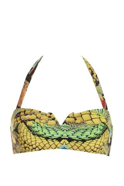 Раздельный купальник со змеиным принтом Alexandra: лиф-фашия и высокие плавки (Размер: B/M) (Цвет: желтый)