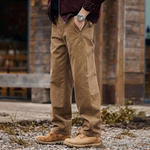 Американские ретро тяжелые мужские брюки-карго на флисовой подкладке, зимние утолщенные модные брендовые мужские свободные прямые повседневные длинные брюки