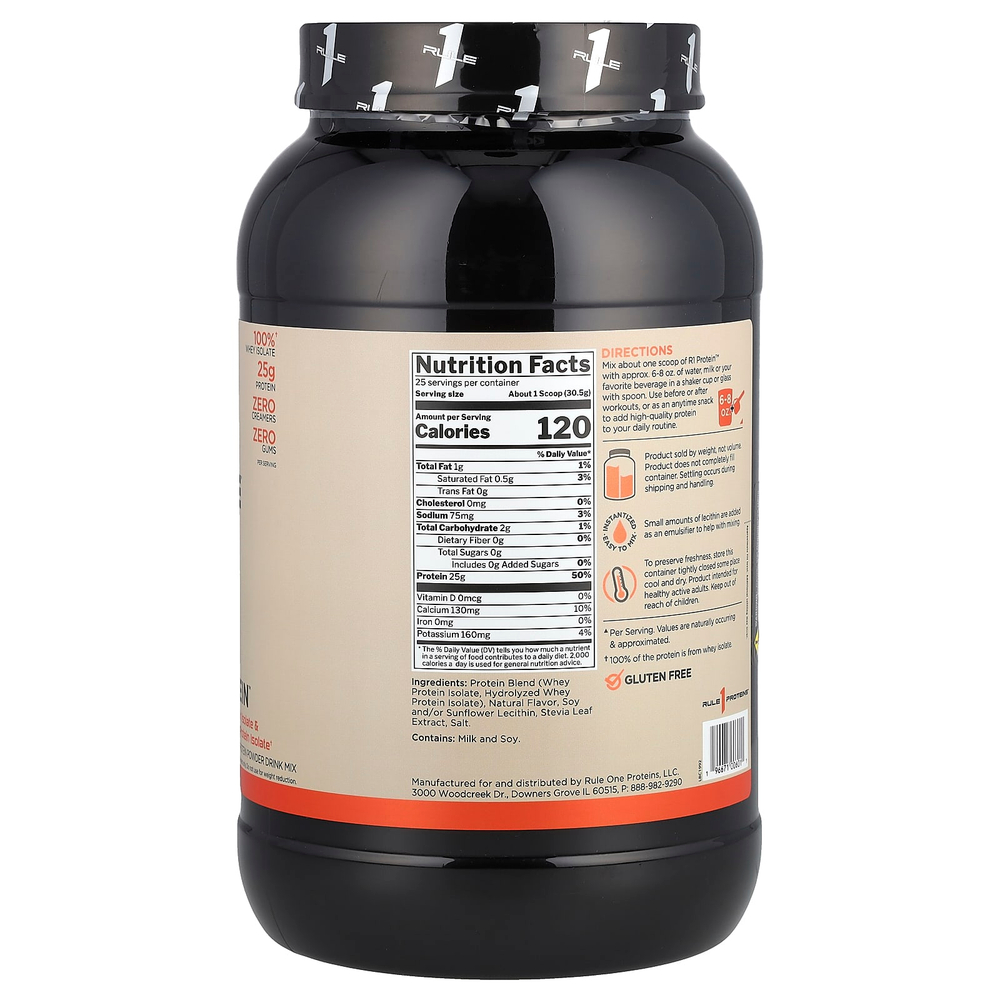 Rule One Proteins, R1 протеиновая смесь для приготовления напитка, чистая ваниль, 763 г (1,68 фунта)