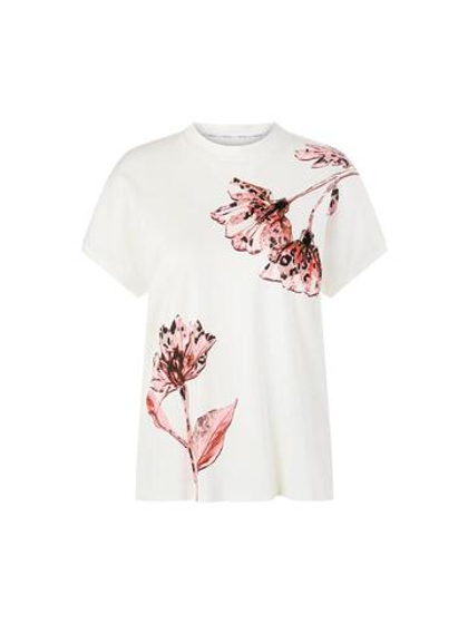 Marc Cain Футболка с цветочным принтом, декорированная бисером