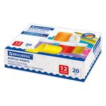 Краски акриловые для рисования и хобби BRAUBERG 12 цветов ассорти по 20 мл (6 базовые + 6 с эффектами), 191607