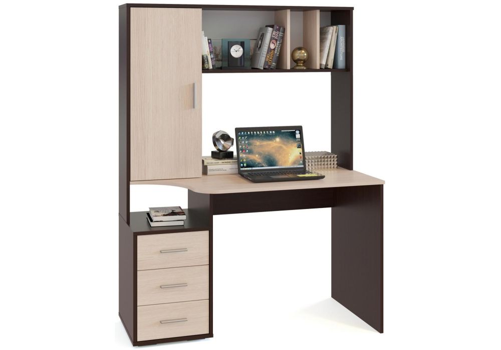 Компьютерный стол КСТ-16 120х60х160 левый венге / беленый дуб