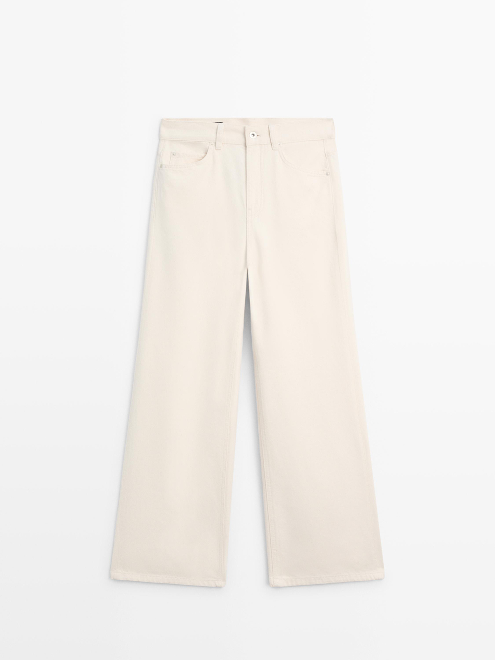 Massimo Dutti Джинсы с высокой талией и широкими штанинами, кремовый