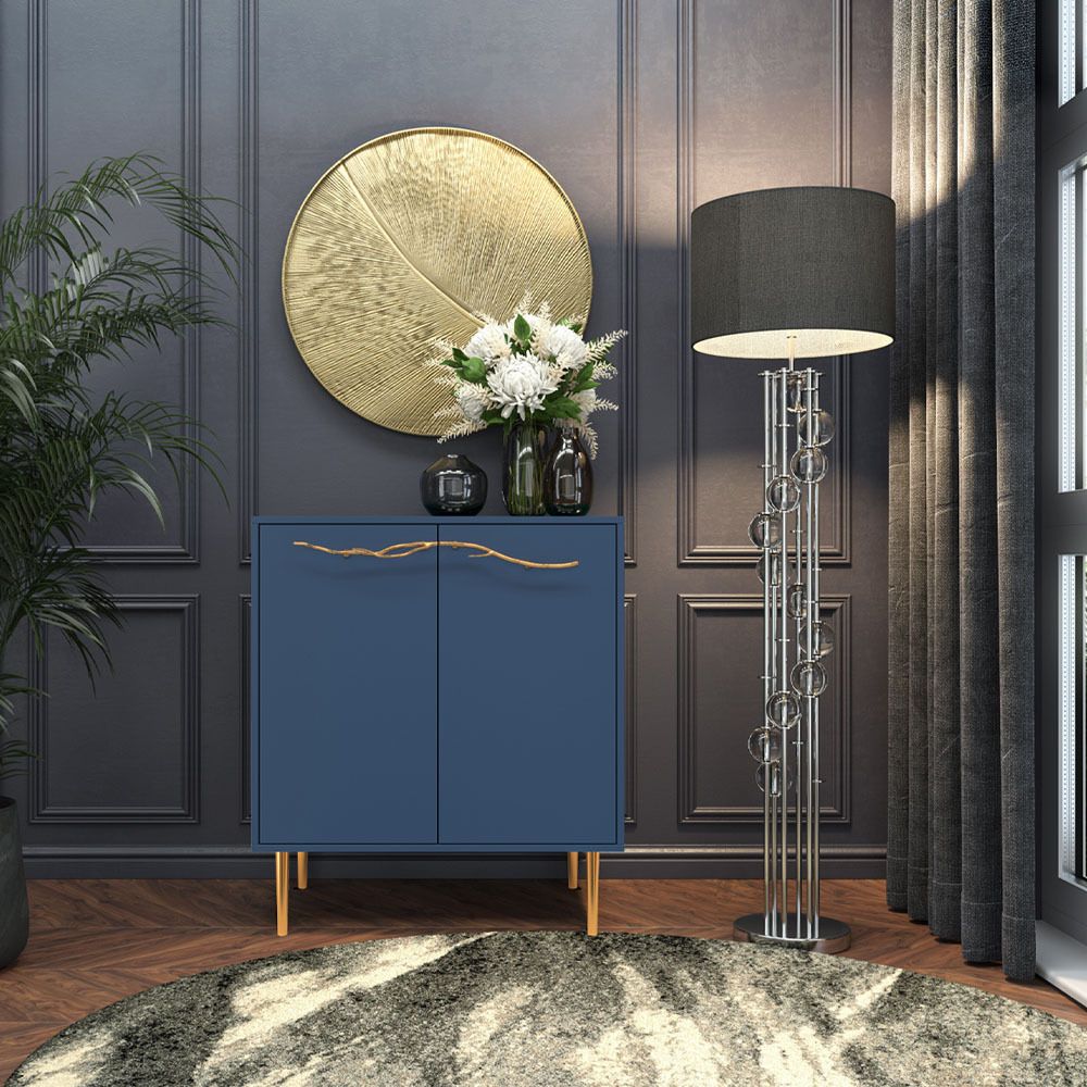 Комод Арт Колор matte Стайл Голд с 2 полками Королевский синий матовый