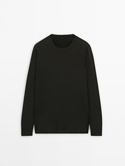 Massimo Dutti Футболка из смесового хлопка, угольный