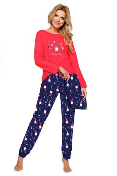 Женская пижама Xmas с гномиками (Размер: M) (Цвет: красный с синим)