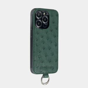 Чехол для iPhone 14 Pro из кожи страуса, зеленого цвета