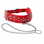 Ошейник Sitabella с поводком цепочкой красный ширина 4,5 см