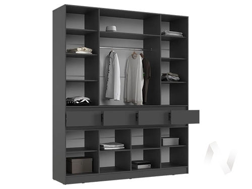 Шкаф 4-х ств МС Роджина (графит/дуб крафт белый)