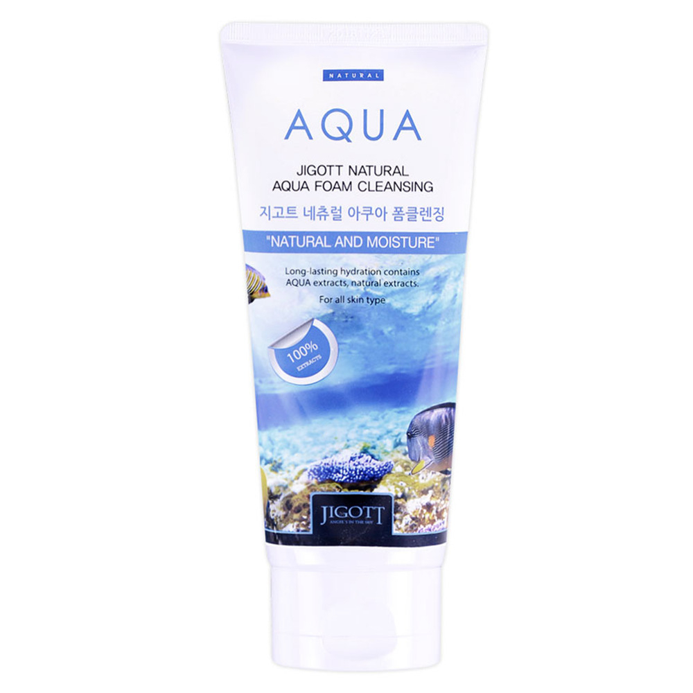 Пенка для умывания Jigott Natural Aqua Foam Cleansing увлажняющая с аквамарином (180 мг) 180 мл