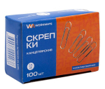 Скрепки канцелярские Workmate, 33 мм, никелевое покрытие, 100 штук в упаковке