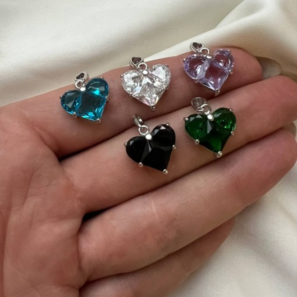 10175-фр Подвеска с бейлом "Сердце" 12*14мм фиолетовый, родий