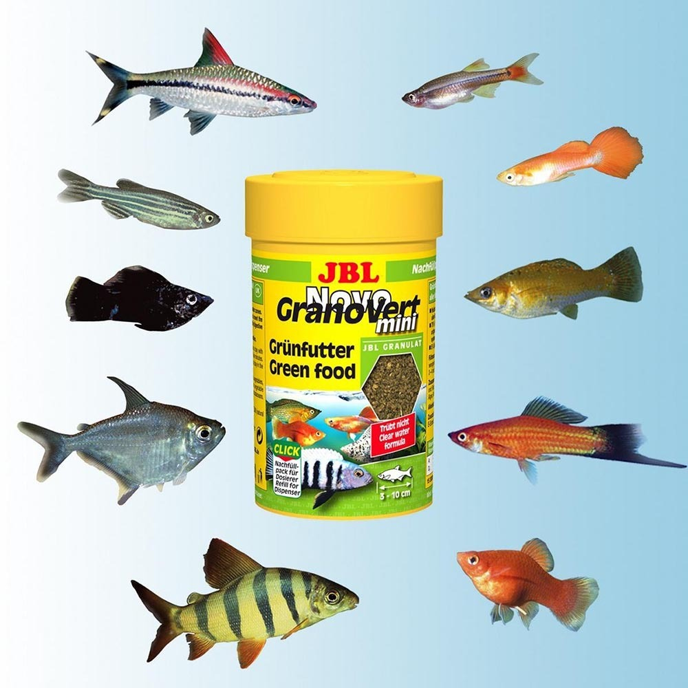 JBL NovoGranoVert mini 100 мл - корм для травоядных рыб (мелкие гранулы)