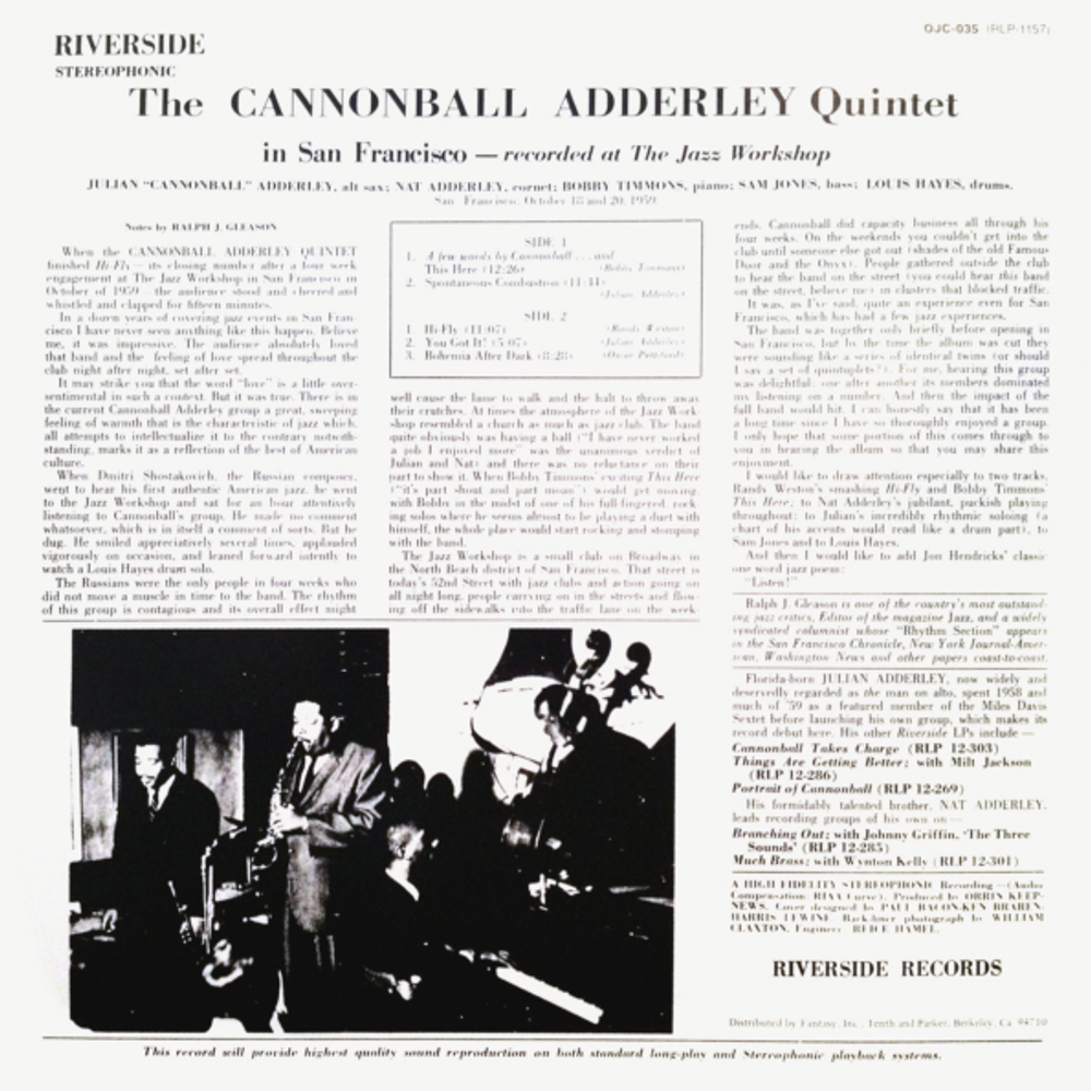 The Cannonball Adderley Quintet / In San Francisco (LP)