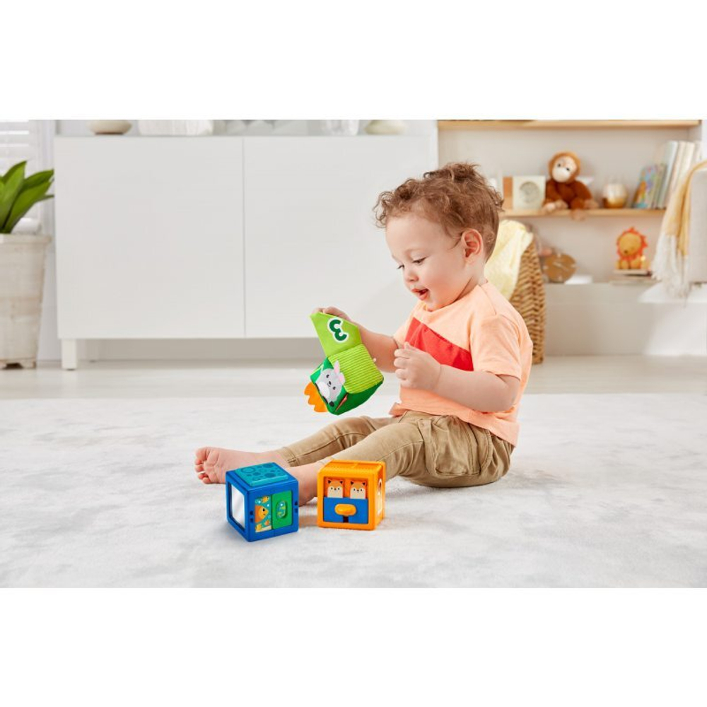 Fisher-Price - Разноцветные животные - сенсорные блоки GJW13