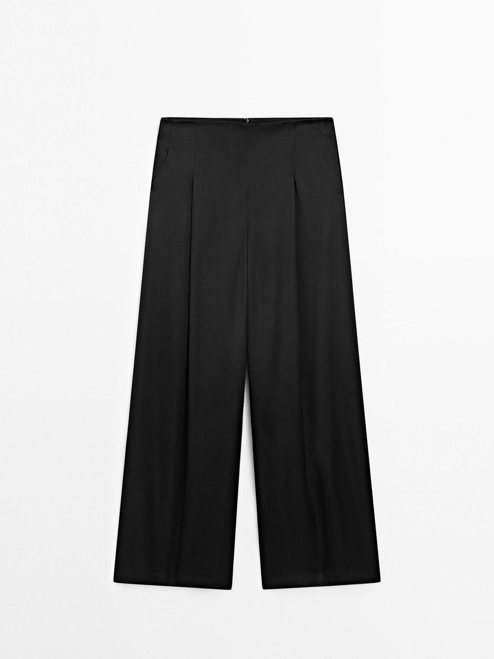 Massimo Dutti Широкие брюки из атласа - STUDIO, черный