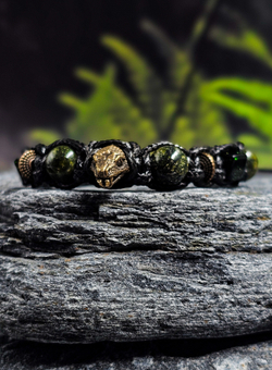 Мужской браслет на руку Змея. Авантюрин и Змеевик