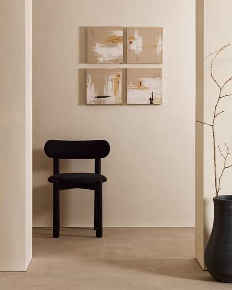 Набор из 4 картин Selnir на льняной основе белого и бежевого цвета 30х30 см