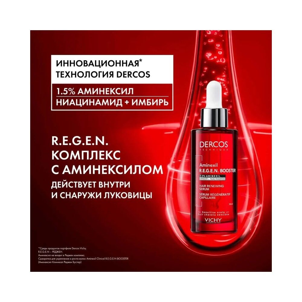 Vichy Dercos Aminexil Clinical R.E.G.E.N.Booster Сыворотка для укрепления и роста волос, 90 мл