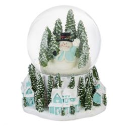GAEM Фигур декор в стекл шаре "Снеговик/Дом" (подсв, муз, вьюга, AAAх3 н/п), D 10 см, L12 W11,5 H14 см, 2