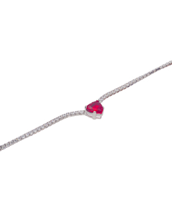 Колье-полоса цирконов, красное сердце