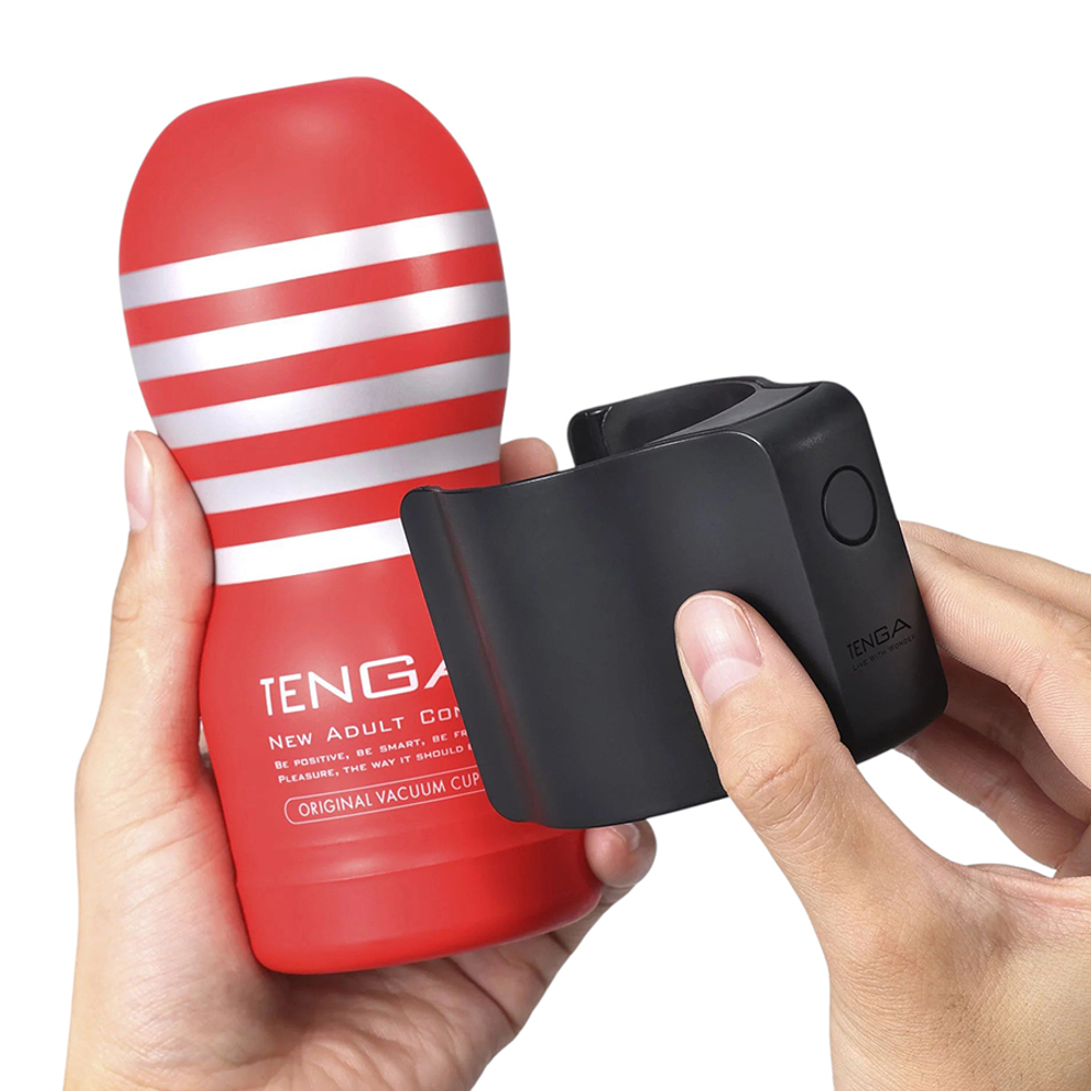 Набор: вибронасадка Tenga Cup Vibrator + 2 мастурбатора Original Vacuum Cup и Premium Original Vacuum Cup