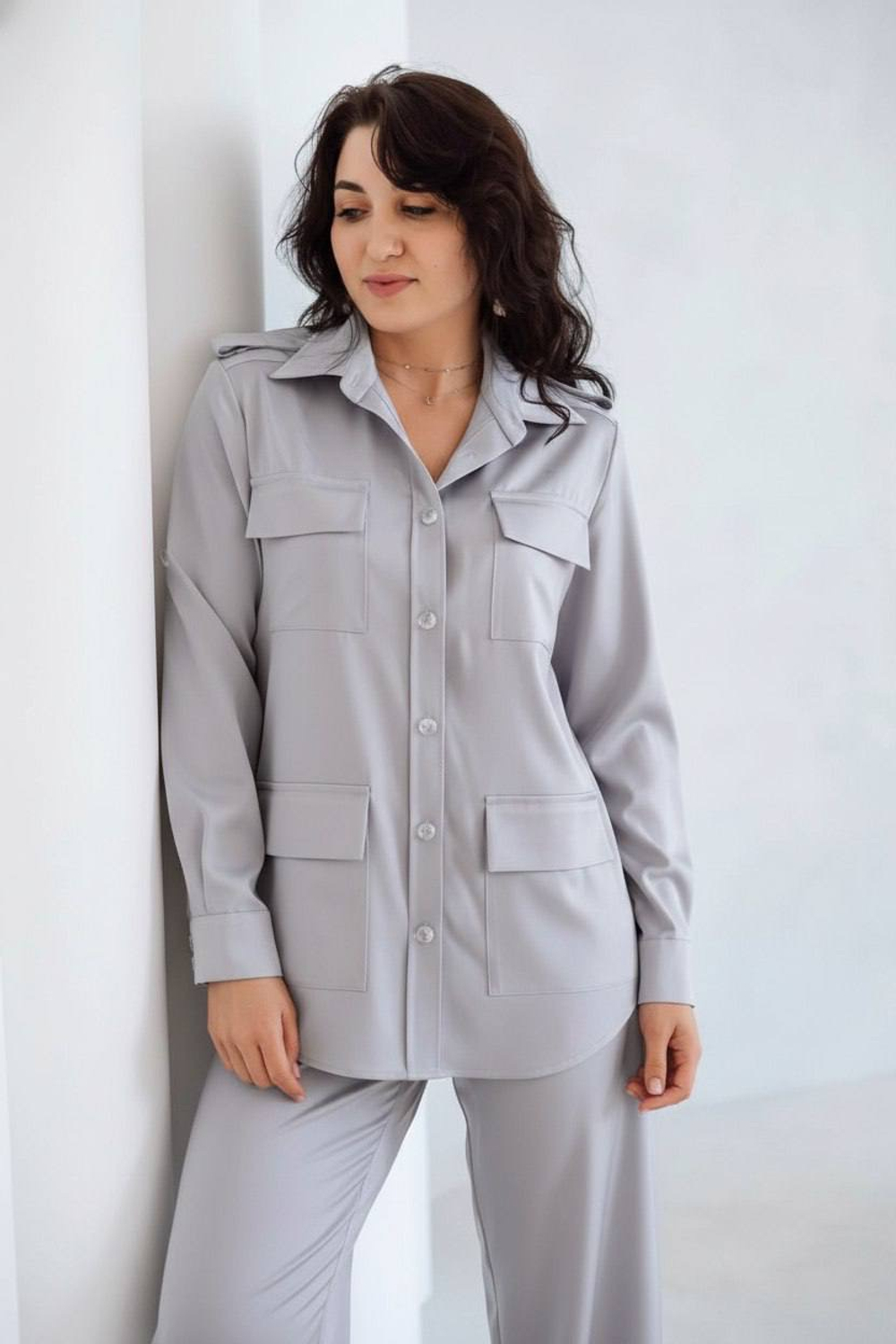 Блуза сафари сатин