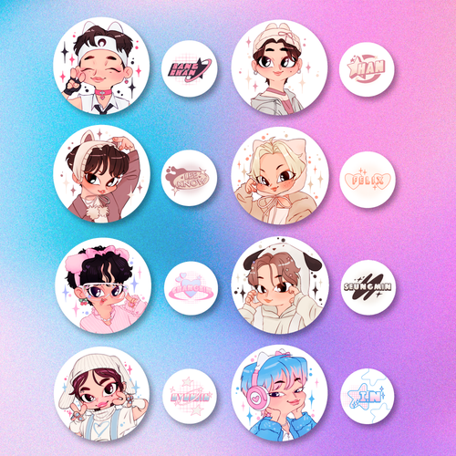 Значок / инок. / STRAY KIDS / (2 шт: 3,7 см + 2,5 см)