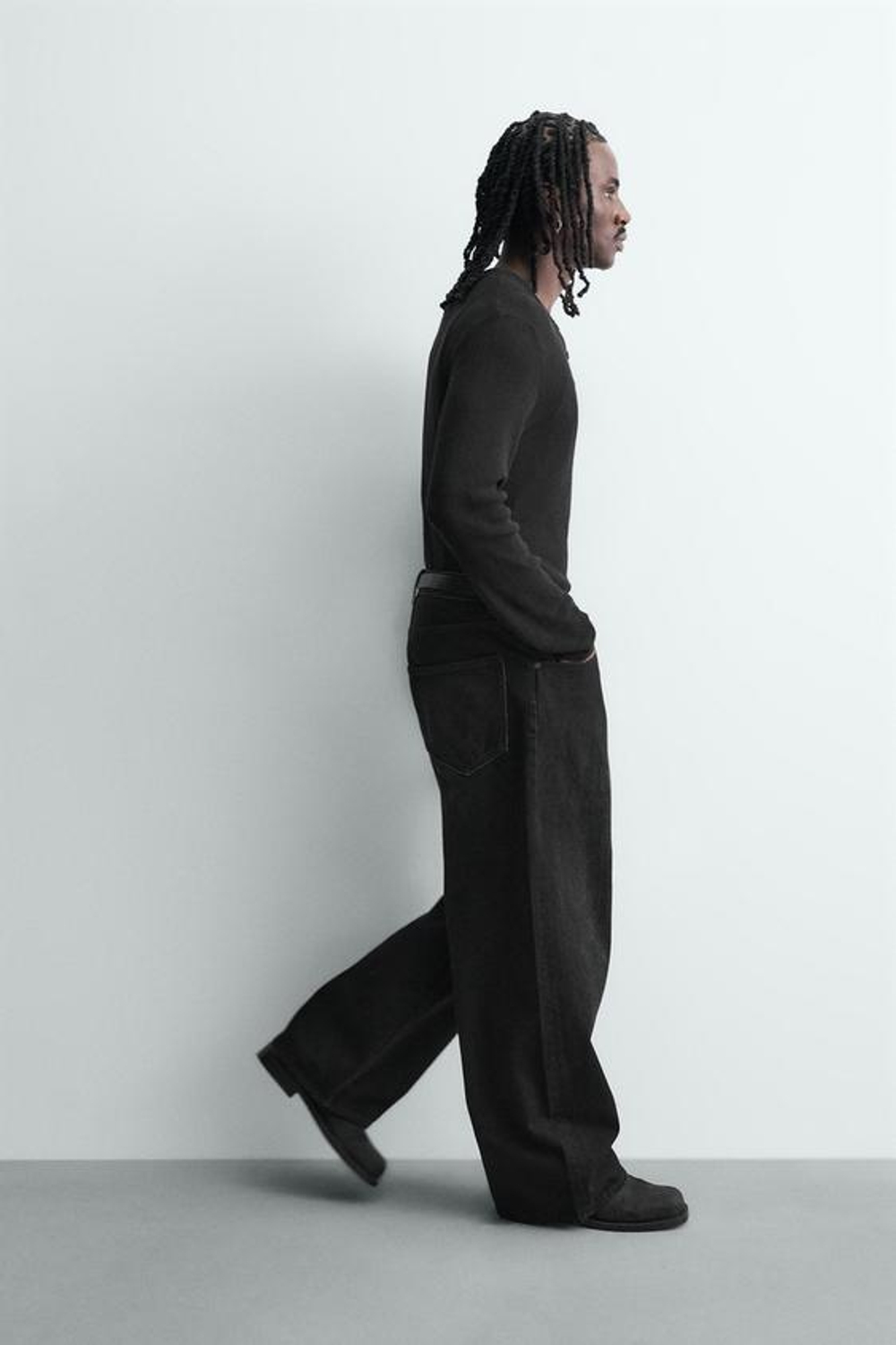 ZARA ДЖИНСЫ BAGGY FIT С РАЗРЕЗАМИ, ЧЕРНЫЙ