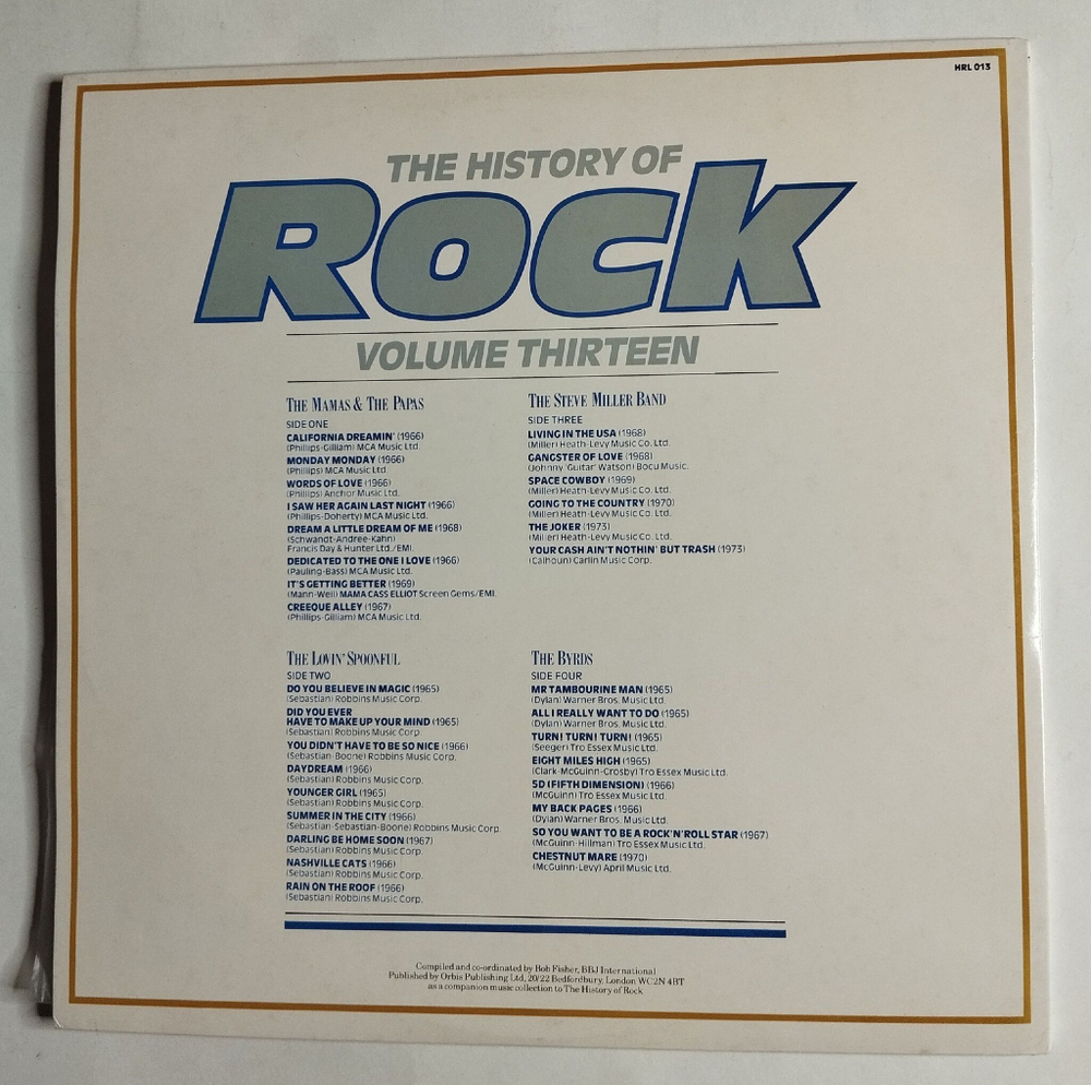 Винтажная виниловая пластинка LP Сборник The Mamas and The Papas, The Byrds The History Of Rock (UK 1983)