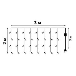 ULD-C3020-384-DTA-RC MULTI IP44 Занавес светодиодный. 3х2м. 384 светодиода. Разноцветный свет. Провод прозрачный. Пульт ДУ в-к. TM Uniel