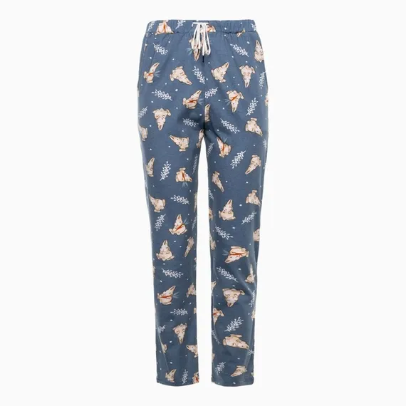 Брюки женские с принтом, цвет голубой, размер 46