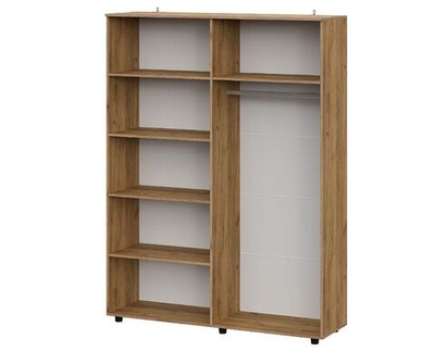 Шкаф четырехстворчатый Байкал Графит/Дуб золотой 1584 мм, распашной с полками и штангой для спальни и гостиной