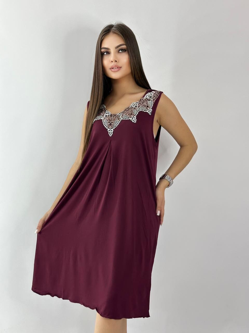 Сорочка без рукавов 0015-2 (бардовый)