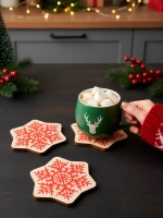 Подставки под стаканы и кружки новогодние набор снежинки