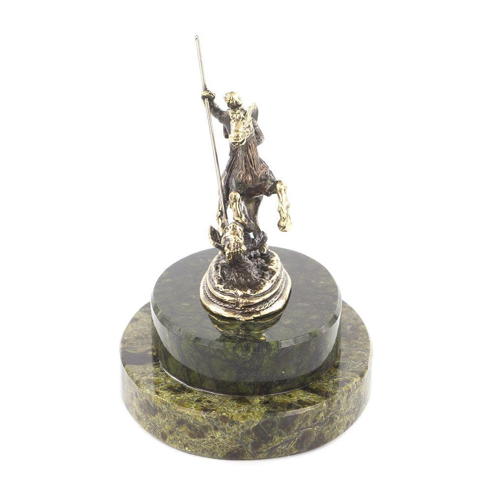 Декоративная статуэтка из бронзы "Святой Георгий" камень змеевик  G 119670