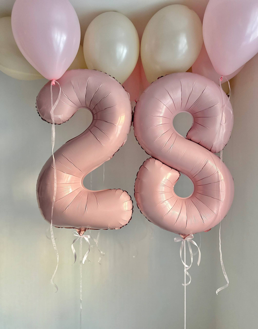 Воздушные гелиевые шарики с доставкой по Хабаровску цифры пыльная роза №4940