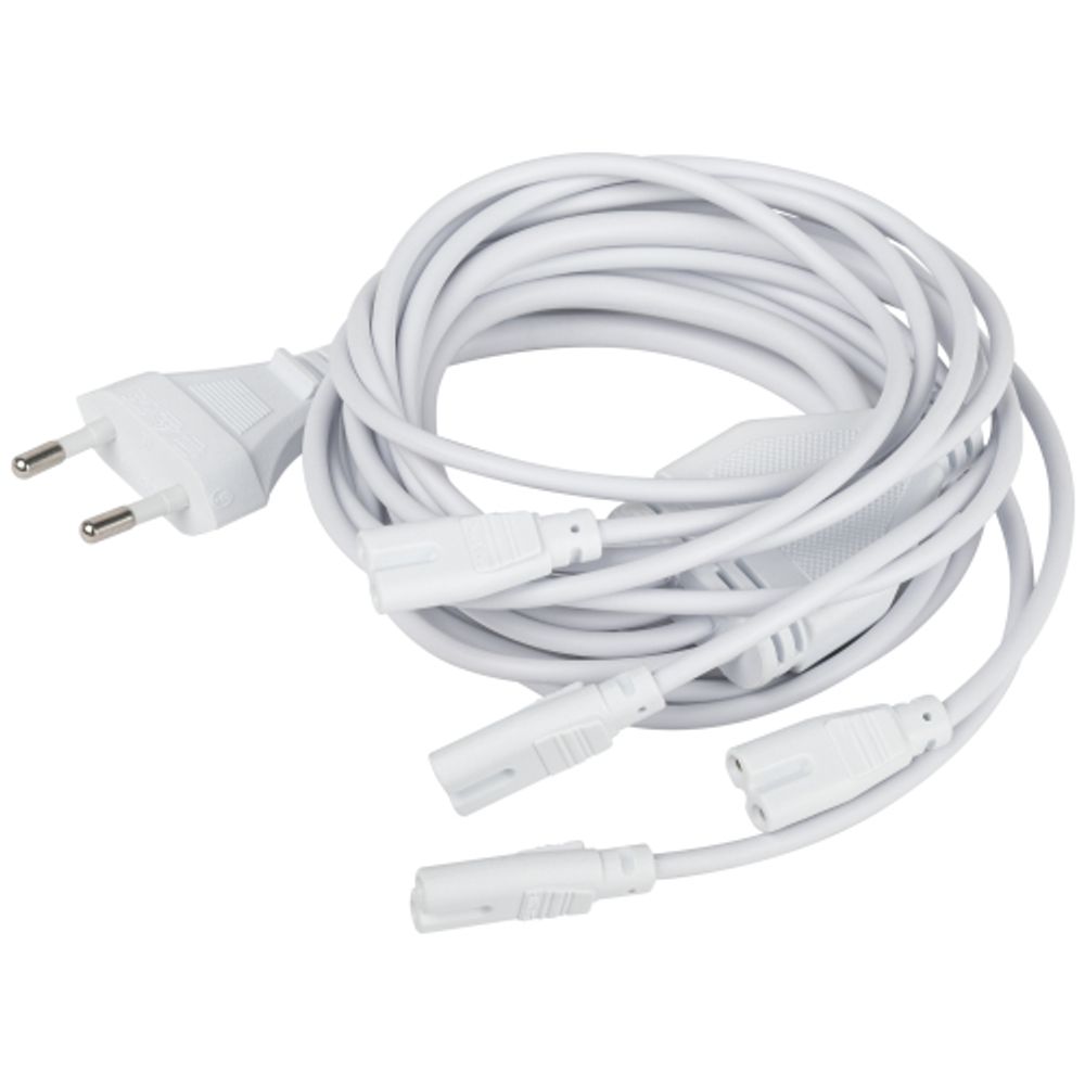 Разветвитель сетевой для линейных светильников ЭРА 4х IEC C7 2pin 2m для подключения 4 светильников | Аксессуары для фито светильников