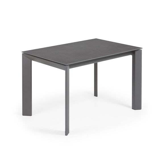 Стол раскладной Atta 120-180x80 см, антрацит, керамика Vulcano Roca