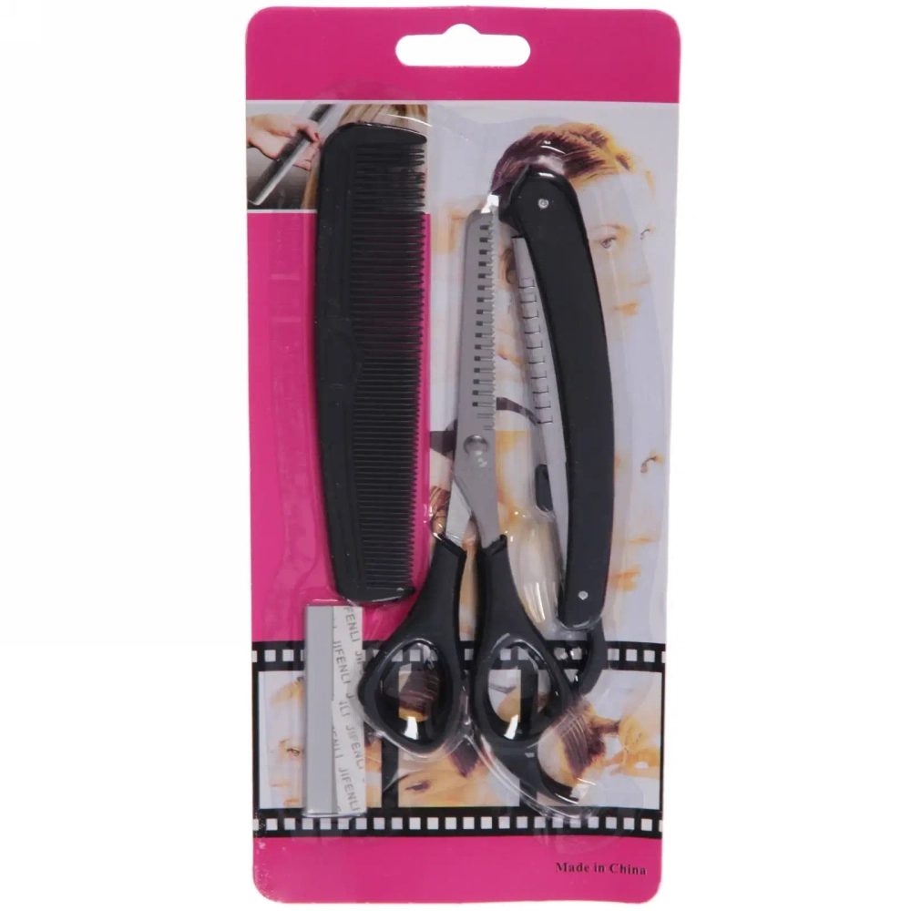 Набор для стрижки волос «Barber», ножницы филировочные, расческа и станок для бритья