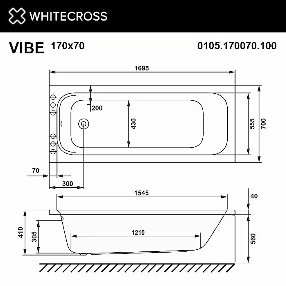 Акриловая ванна WhiteCross Vibe 170x70 0105.170070.100 белая