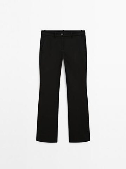 Massimo Dutti Расклешенные брюки облегающего кроя с низкой посадкой, черный